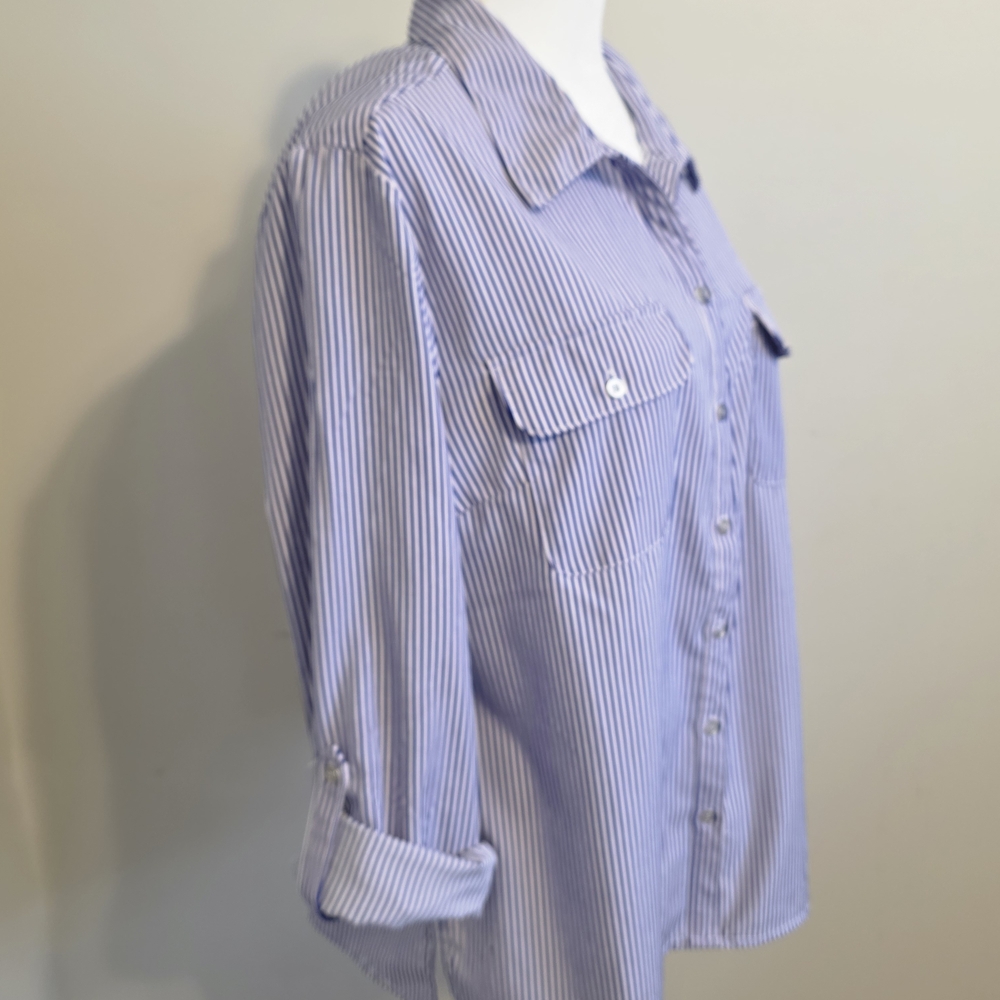 Notations Navy and White Striped Shirt - Picture 2 of 5